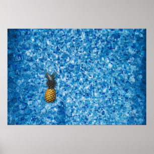 Aerial view photography of pineapple on body of wa poster