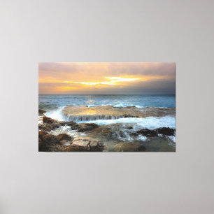Aerial View Photography of Rocky Shore Canvas Print