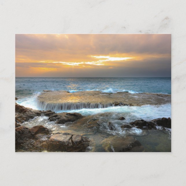 aerial view photography of rocky shore holiday postcard (Front)
