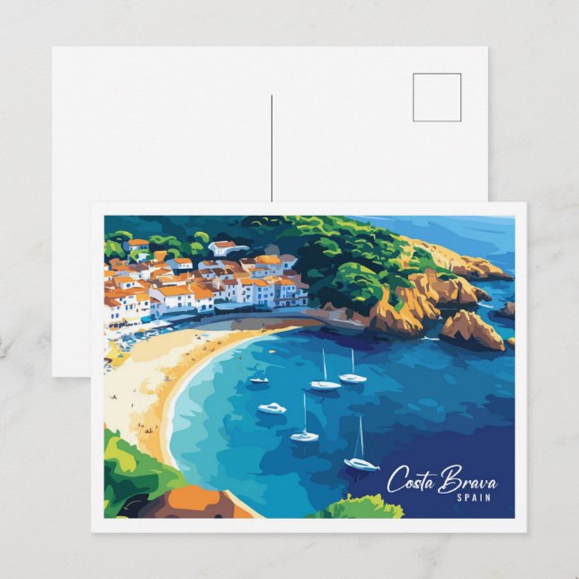 Aerial View Roses Costa Brava Spain Travel Postcard (Front/Back)