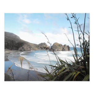 Aerial View to South Piha Beach New Zealand Photo Print