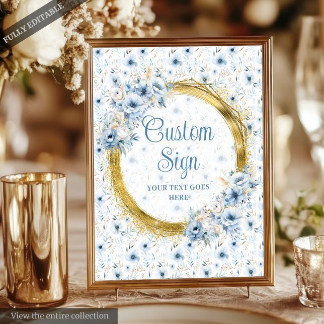 Aerial Watercolor Light Blue Gold Custom Wedding  Poster (Aerial Watercolor Light Blue Gold Custom Wedding Poster)