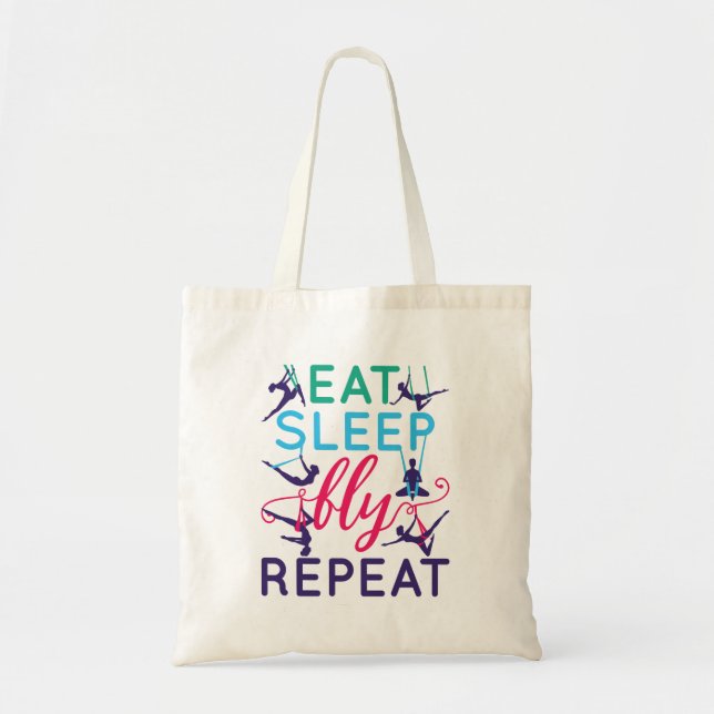Aerial Yoga Eat Sleep Fly Repeat Tote Bag (Front)