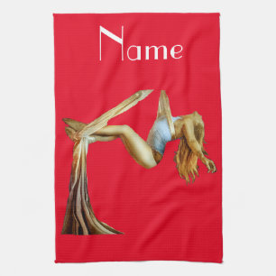 Aerial yoga fitness Thunder_Cove Tea Towel