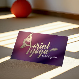Aerial Yoga Instructor Pilates Fitness Purple Gold Loyalty Card