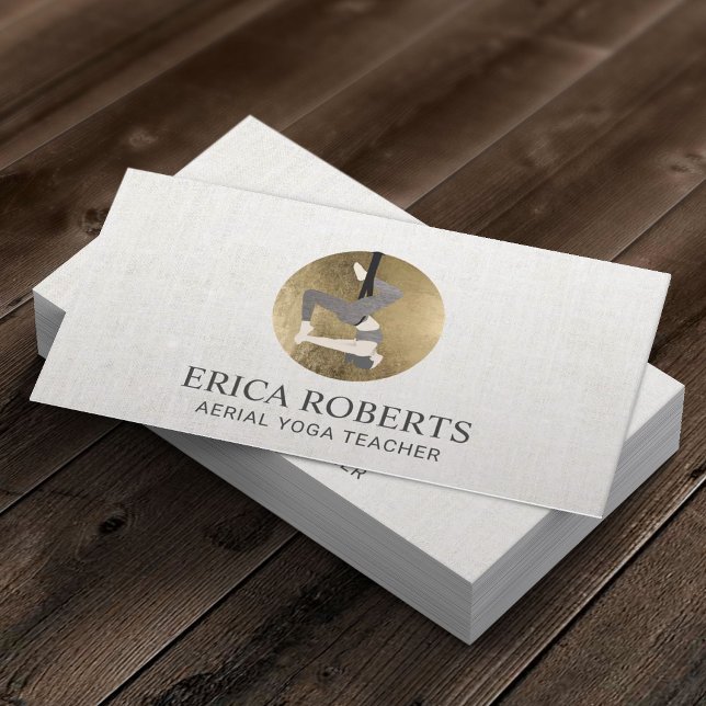 Aerial Yoga Instructor Pilates Gold Circle Business Card (Creator Uploaded)