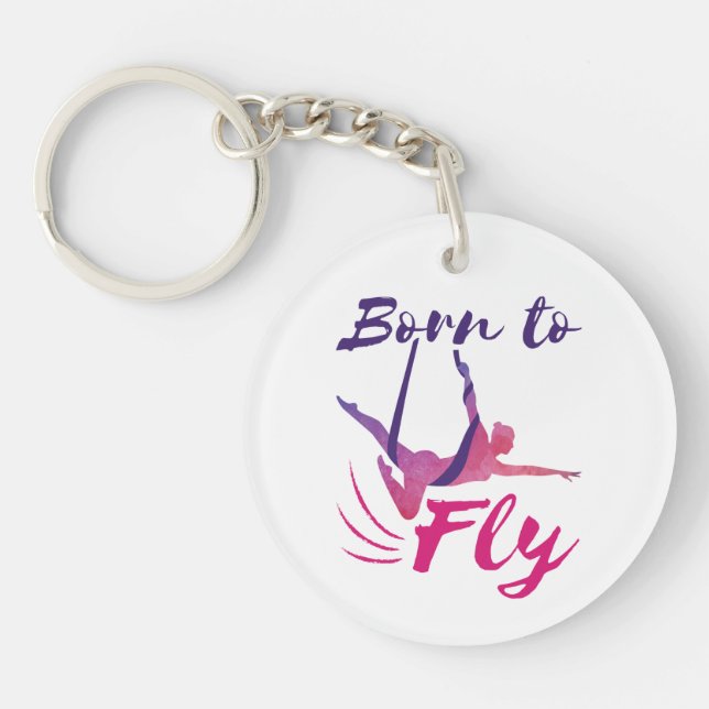Aerial Yoga Silks Born to Fly Key Ring (Front)