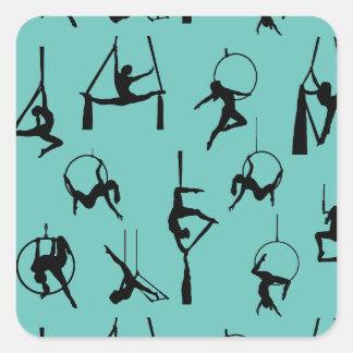 Aerialist Aerial Silks Lyra silhouettes aqua Square Sticker