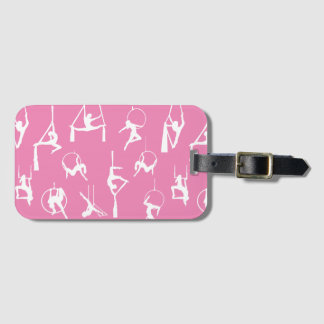 Aerialist Aerial Silks Lyra silhouettes pink Luggage Tag