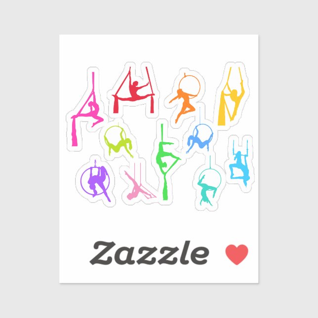 Aerialist Aerial Silks Lyra silhouettes rainbow (Sheet)