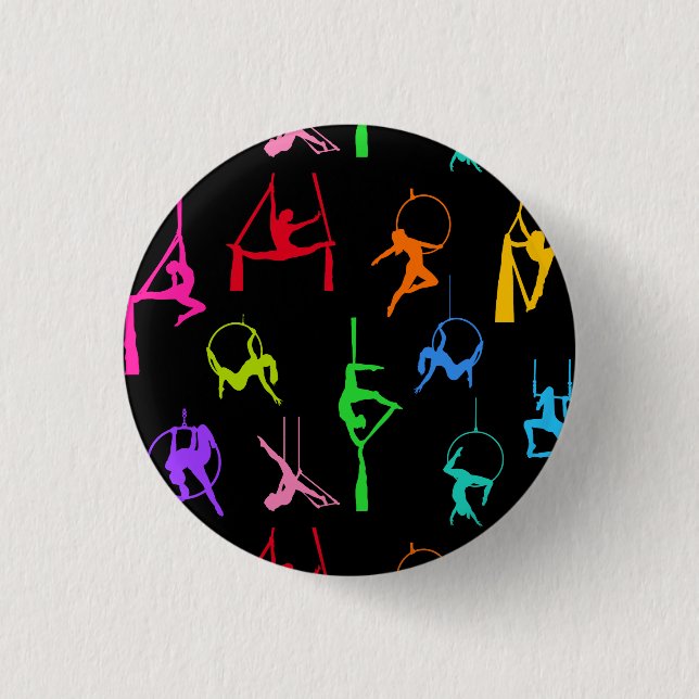Aerialist Aerial Silks Lyra silhouettes rainbow 3 Cm Round Badge (Front)