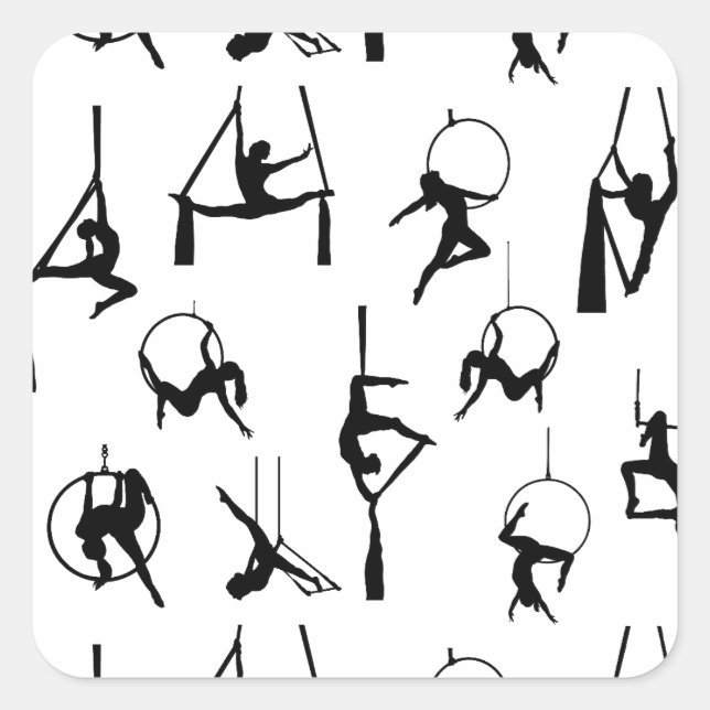 Aerialist Aerial Silks Lyra silhouettes Square Sticker (Front)