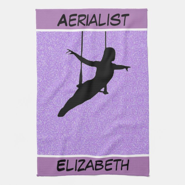 Aerialist Purple Glitter Tea Towel (Vertical)