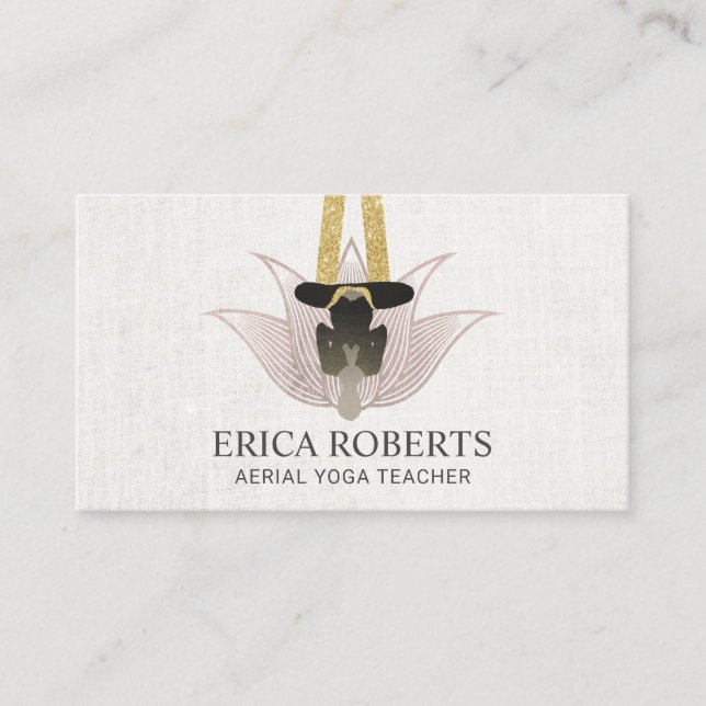 Aerialist Yoga Instructor Rose Gold Lotus Business Card (Front)