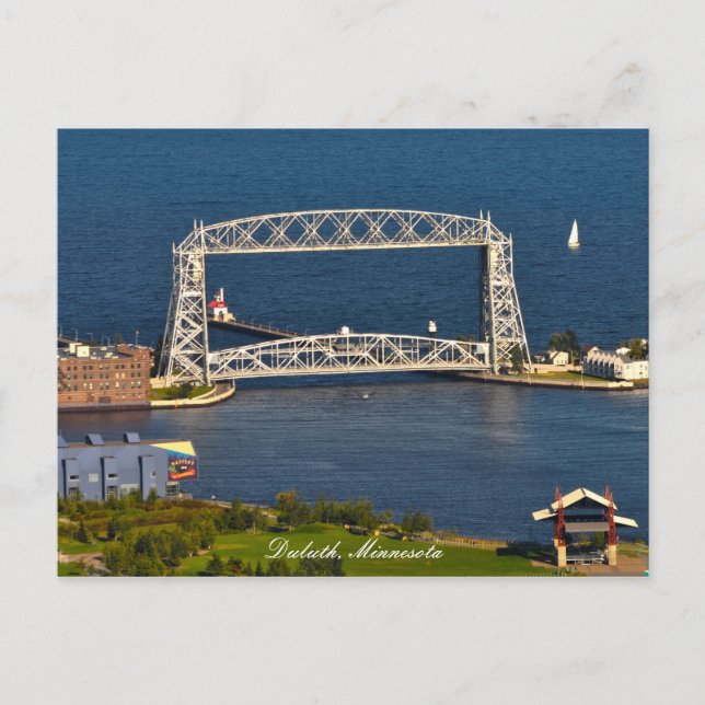 Aeriel Lift Bridge Duluth Minnesota Postcard (Front)