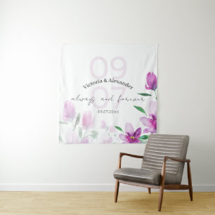 Aeristic Elegant Pink Wildflowers Watercolor Tapestry