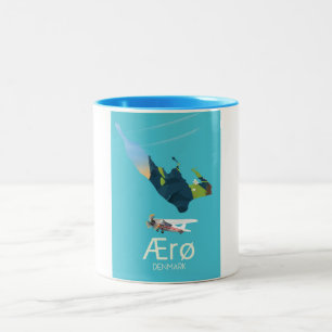 Ærø, Denmark Map travel poster Two-Tone Coffee Mug