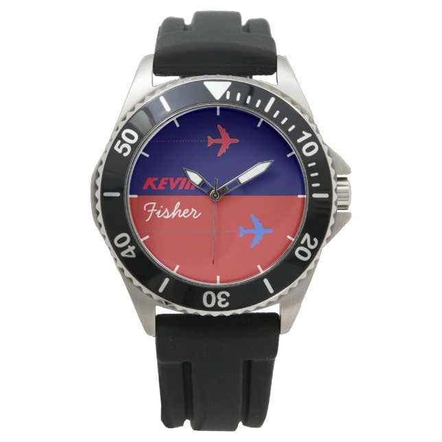 aero style stylish men watch with his name (Front)