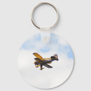 Aerobatic Biplane In Flight Key Ring