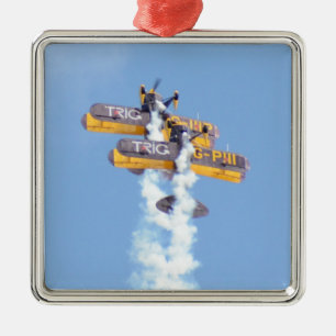 Aerobatic Biplanes In Flight Metal Tree Decoration