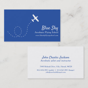 Aerobatic white blue modern aviation business card