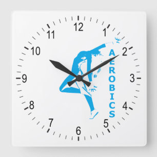 aerobics square wall clock