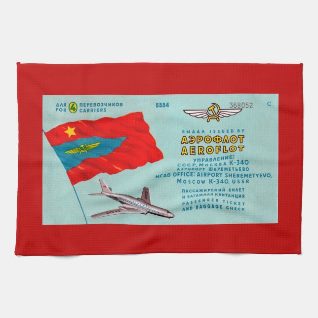 Aeroflot Passenger Ticket Tea Towel (Horizontal)