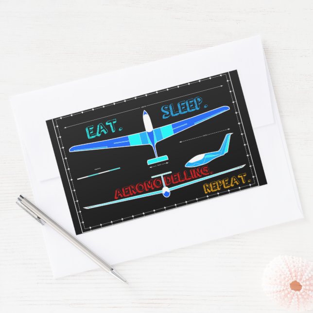 Aeromodelling Aeroplane Design Rectangular Sticker (Envelope)