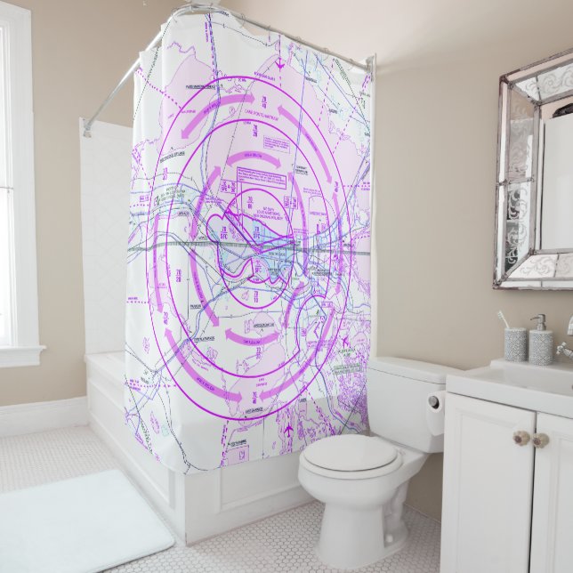 Aeronautical Chart Shower Curtain (In Situ)