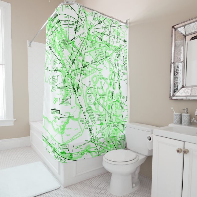 Aeronautical Chart Shower Curtain (In Situ)