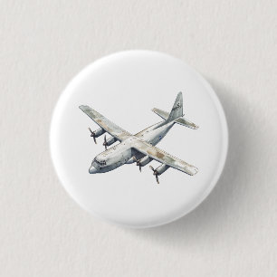 Aeroplane 3 Cm Round Badge