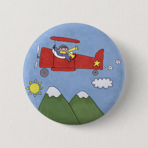 Aeroplane 6 Cm Round Badge