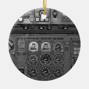 Aeroplane Aircraft Flight Deck Cockpit Pilot Flies Ceramic Tree Decoration