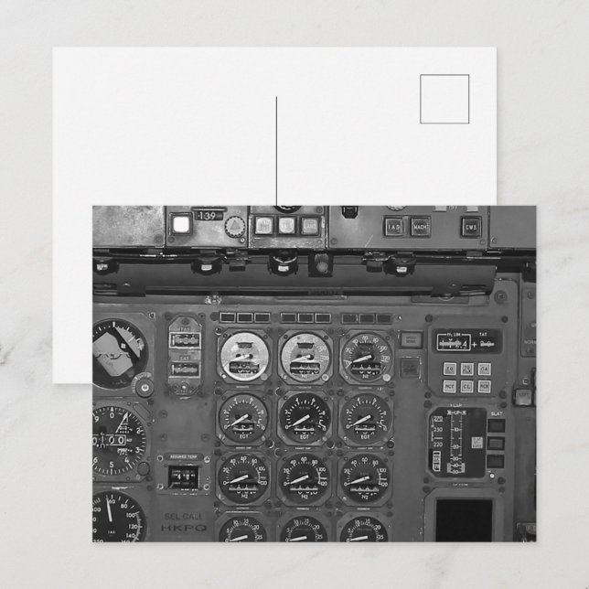 Aeroplane Aircraft Flight Deck Cockpit Pilot Flies Postcard (Front/Back)