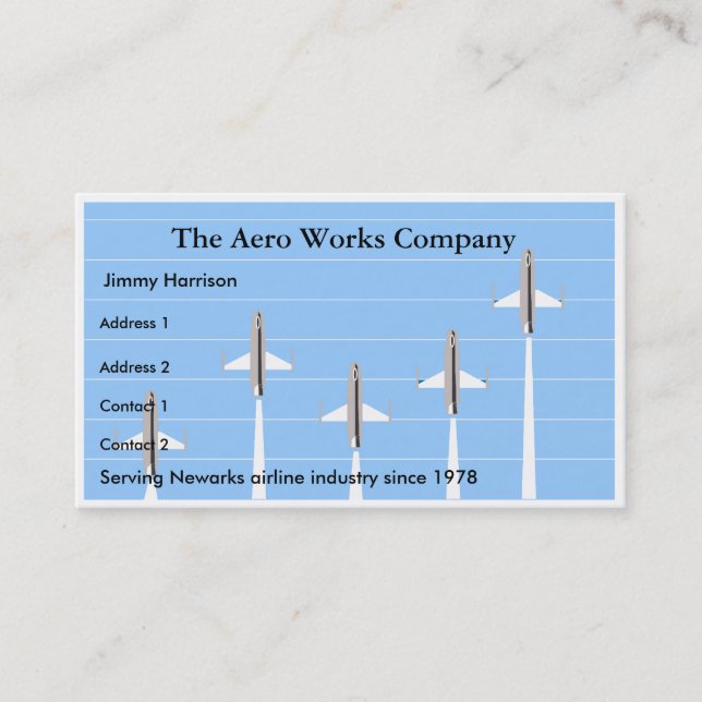 Aeroplane Airline Aeronautics Aviation Business Card (Front)