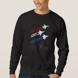 Aeroplane American Flag Pilot USA Fighter Jet Con Sweatshirt