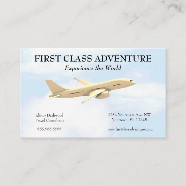 Aeroplane and Blue Sky Travel Agent Business Card (Front)