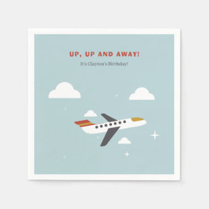 Aeroplane and Clouds Kids Birthday Party Napkin
