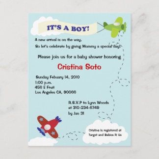 Aeroplane Arrival Invitation