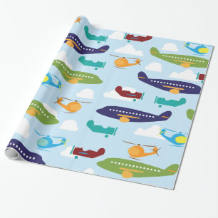 Aeroplane Aviation Theme Gift Wrap