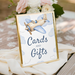 Aeroplane Aviator Cards Gifts Table Sign 8x10