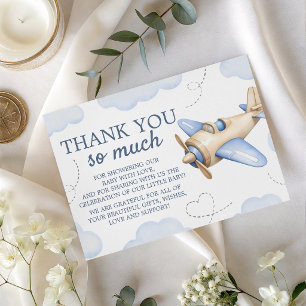 Aeroplane Aviator Oh Boy Shower Thank You Enclosure Card
