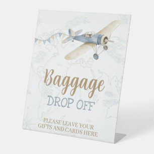 Aeroplane Aviator Pilot 1st Birthday Baggage Drop Pedestal Sign