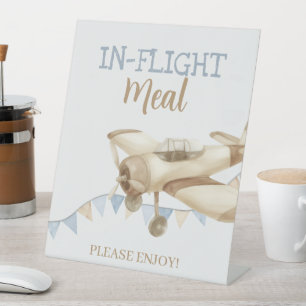 Aeroplane Aviator Pilot 1st Birthday Food Eat  Pedestal Sign