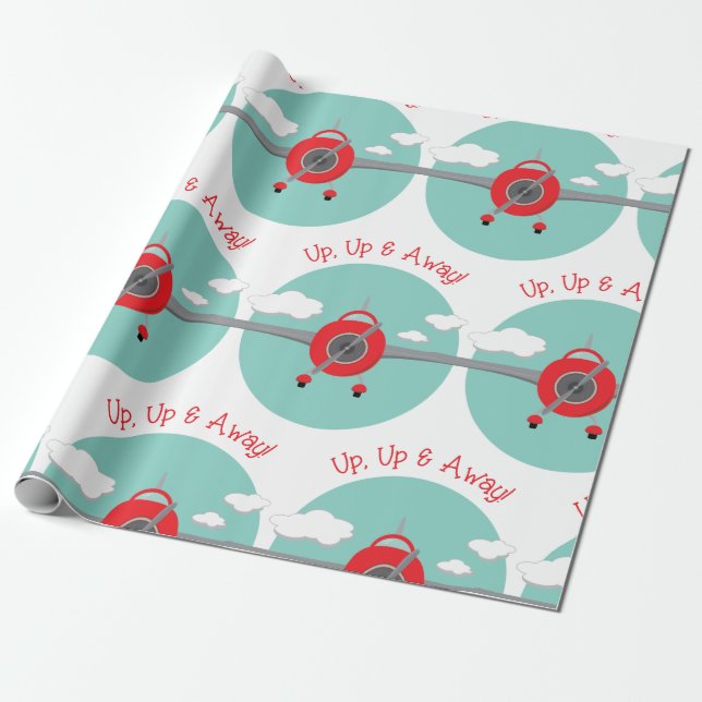 Aeroplane Away Wrapping Paper (Unrolled)