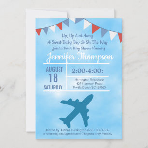 Aeroplane Baby Boy Shower Invitation