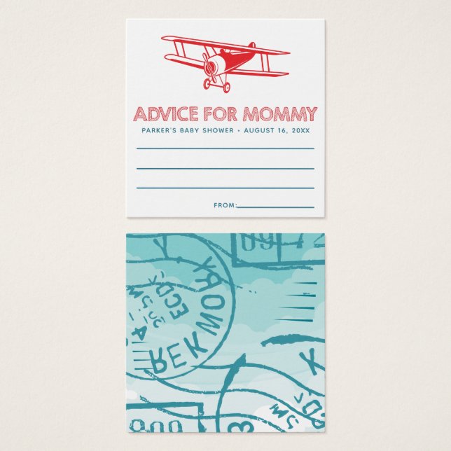 Aeroplane  Baby Shower Advice Card (Front & Back)