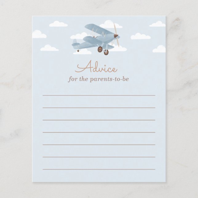 Aeroplane Baby Shower Advice for the Parents Card (Front)
