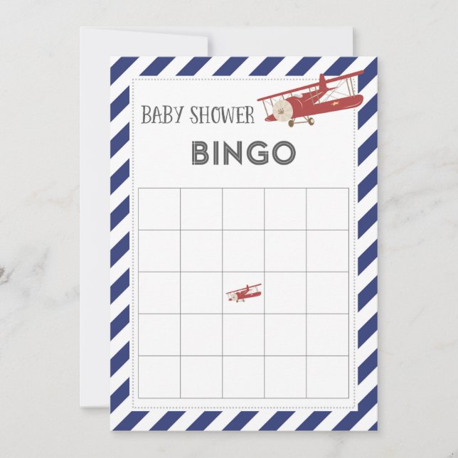 Aeroplane Baby Shower Bingo Card (Front)