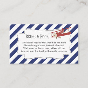 Aeroplane Baby Shower Book Request Card